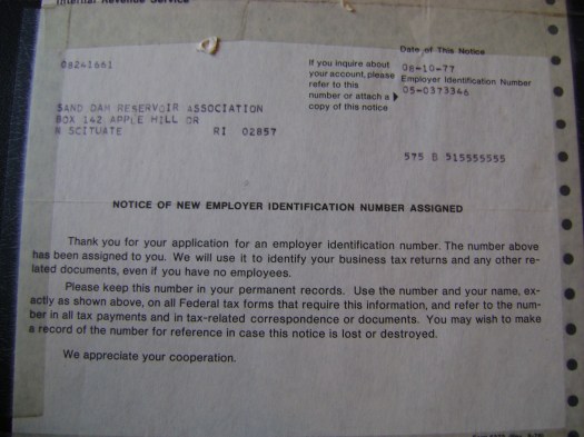 IRS "Notice of New Employer Identification Number Assigned," 08-10-77, 575 B 5155555